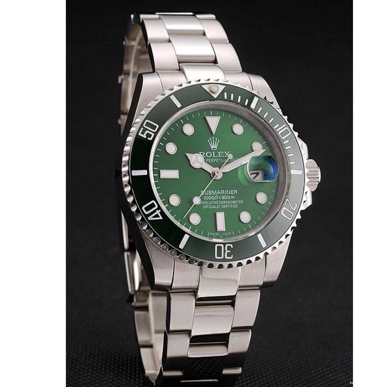 Best AAA Replica Sites Stainless Dial Rolex 1454069 Submariner Steel Bracelet Green 0824